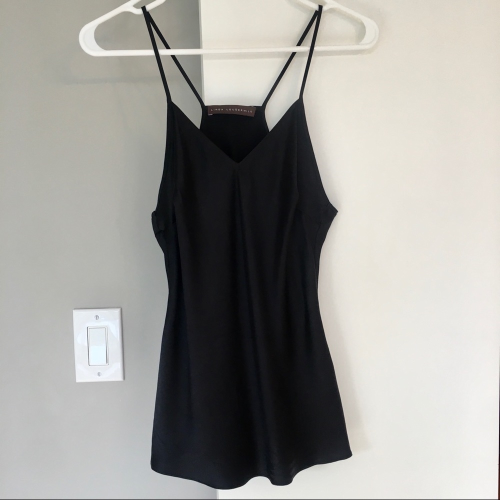 Linda Loudermilk Black Silk Camisole Top, Size Small